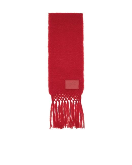 Jil Sander Red Wool Blend Scarf