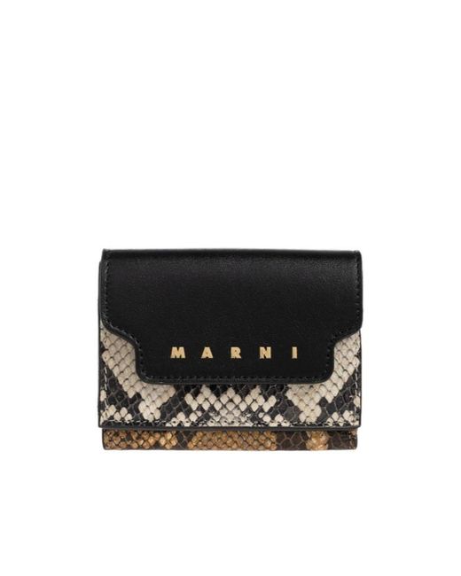 Marni Black Logo Lettering Embossed Wallet