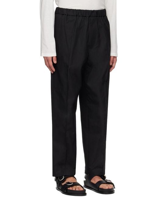Jil Sander Black Straight-Leg Elasticated-Waist Trousers for men