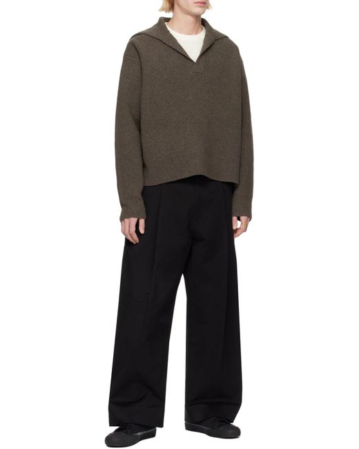 Studio Nicholson Blue Sorte High-Waisted Wide Leg Trousers for men