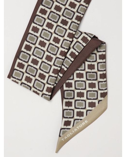 Tagliatore White Geometric Patterned Scarf for men