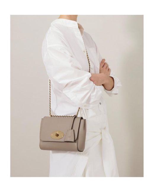 Mulberry Gray Chain-Strap Leather Satchel