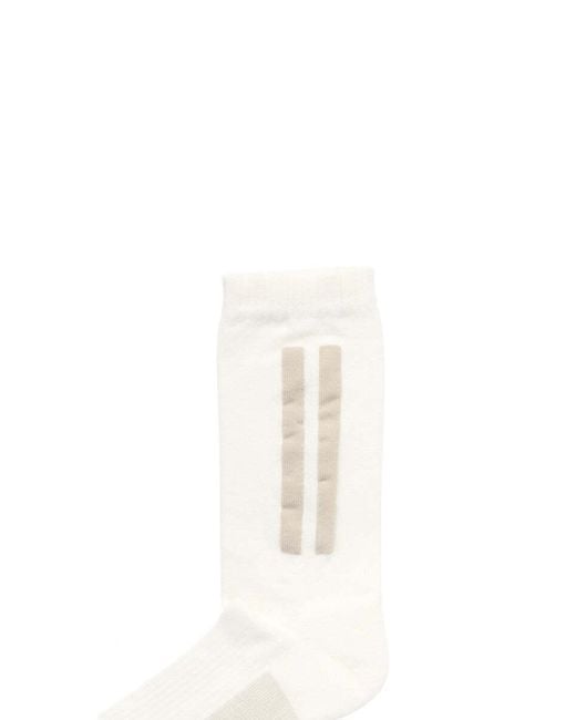 Rick Owens White Glitter Ribbed Socks for men
