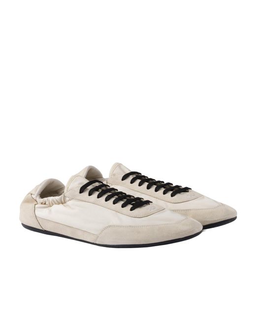 Prada White Logo Printed Lace-Up Sneakers for men