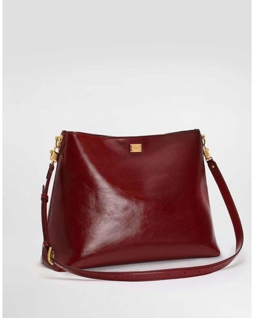 Dolce & Gabbana Red Large Vittoria Logo Plate Shoulder Bag