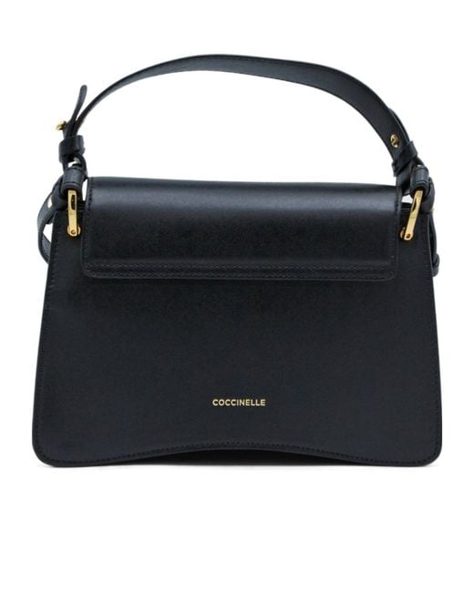 Coccinelle Black Flap Logo Shoulder Bag
