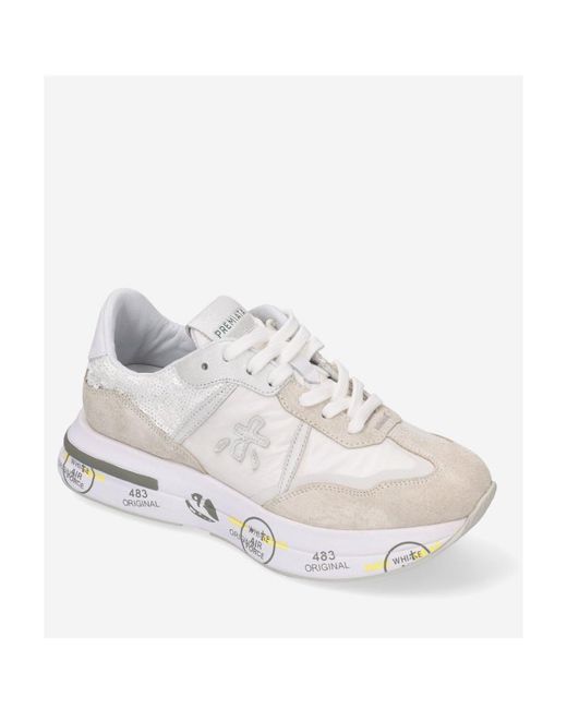 Premiata White Low Lace-Up Sneakers