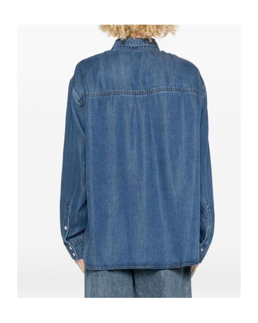 7 For All Mankind Blue Long-Sleeved Shirt