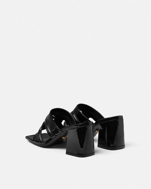 Versace Black Square-Toe Heeled Sandals