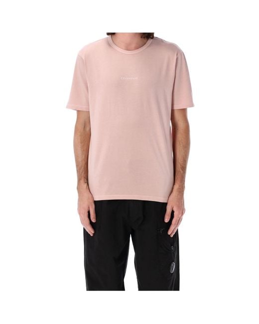 C P Company Pink Logo Crew Neck T-Shirt for men