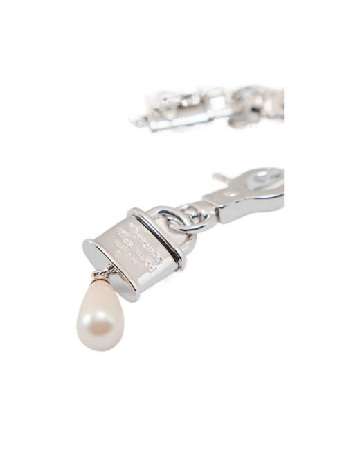 Vivienne Westwood White Small Celestia Orb Padlock Earrings