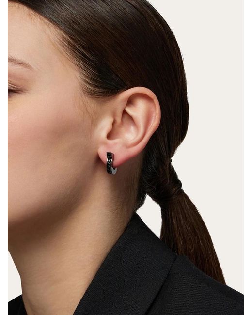 Ferragamo White Gancini Crystal Earrings
