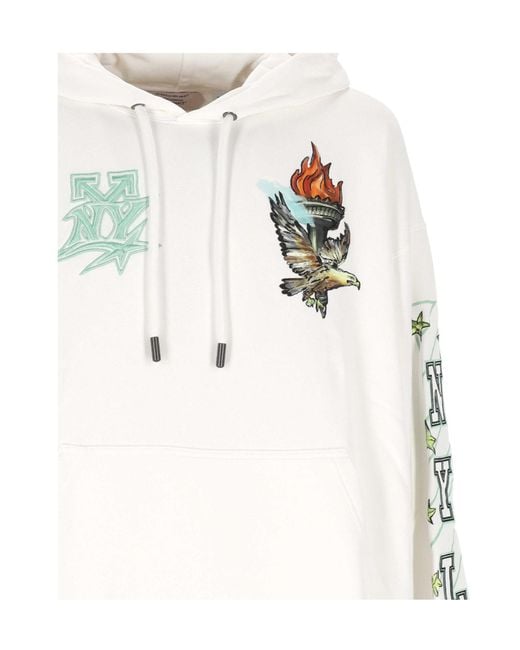 Off-White c/o Virgil Abloh White Graphic Printed Drawstring Hoodie