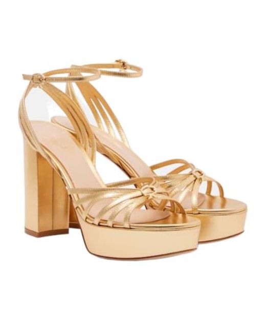 Gianvito Rossi Metallic Leather Platform Sandals