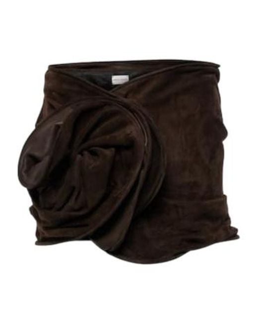 Magda Butrym Black Floral-Appliqué Suede Miniskirt