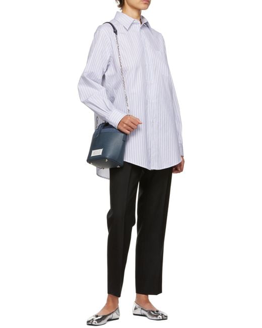 Maison Margiela Blue Pinstripe Long-Sleeved Shirt
