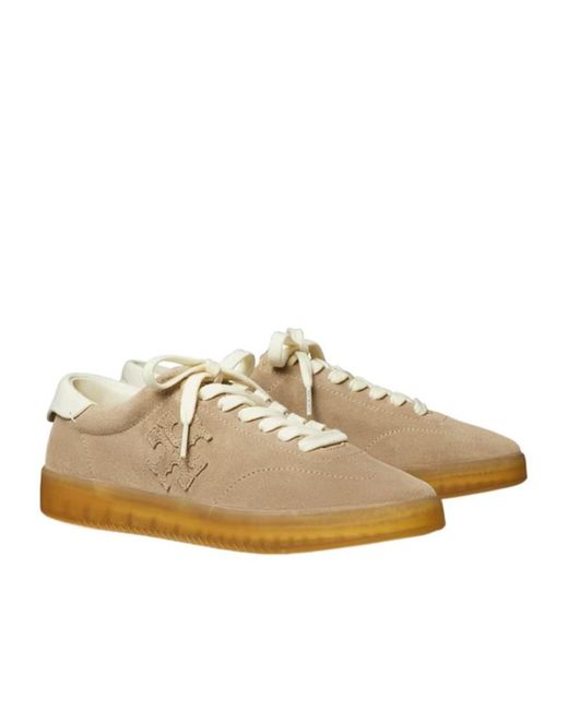 Tory Burch Brown Lace-Up Suede Low-Top Sneakers