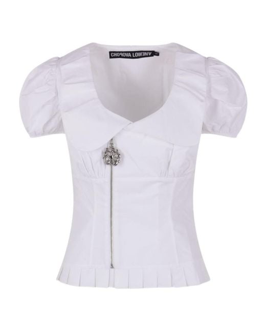 Chopova Lowena Blue Spike Pleated Blouse