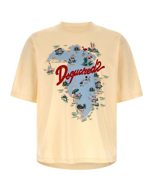 DSquared² White Logo Printed Crewneck T-Shirt for men