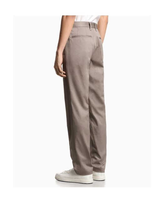 Emporio Armani Gray Logo Plaque Tapered Trousers for men