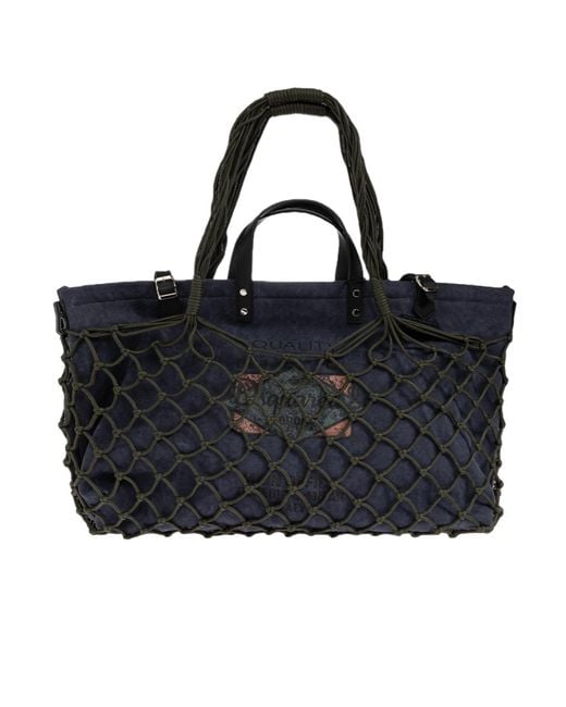 DSquared² Black Net Overlay Tote Bag for men