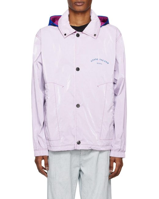 Stone Island Blue Marina Logo-Print Hooded Jacket for men