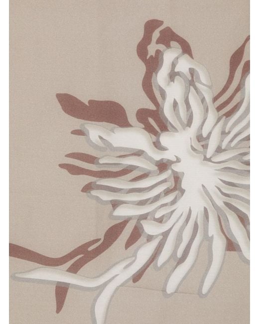 Brunello Cucinelli Gray Floral Print Foulard