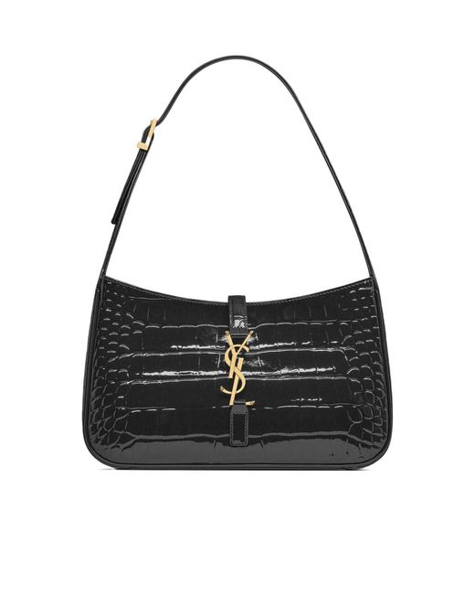 Saint Laurent Black Le 5 À 7 Embossed Shoulder Bag