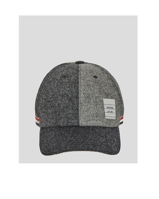 Thom Browne Gray Wool Spliced Baseball Cap for men