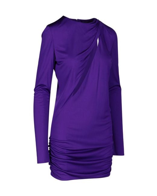 Versace Purple Cutout Detail Minidress