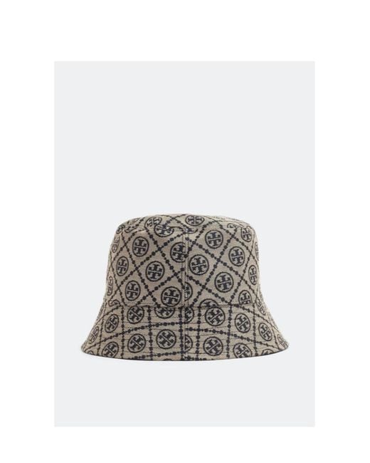 Tory Burch Gray Logo Monogram Bucket Bag