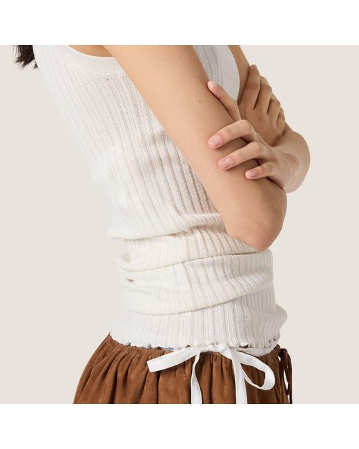 Miu Miu White Silk Tank Top
