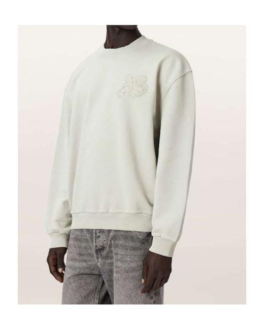 AllSaints White Insignia Crew Neck Cotton Sweatshirt for men