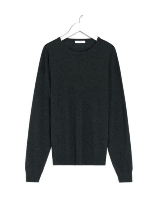 Lemaire Black Long-Sleeved Crewneck Jumper for men