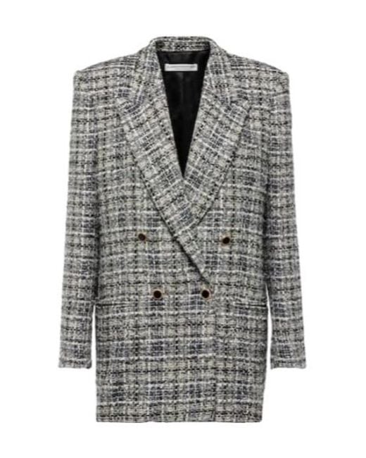 Alessandra Rich Gray Wool Lame Tweed Blazer