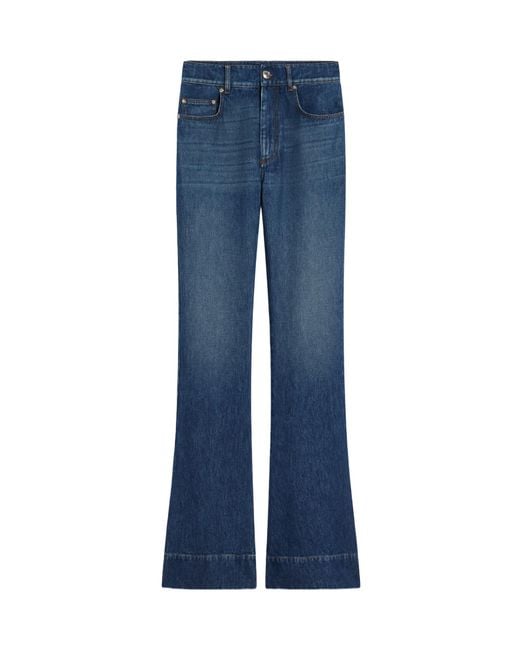 Sportmax Blue Logo Patch Flared Jeans