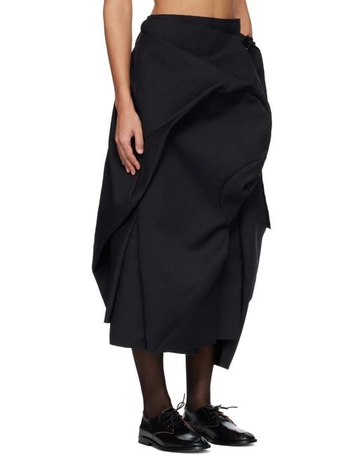 Comme des Garçons Black Double-Sided Twill Midi Skirt