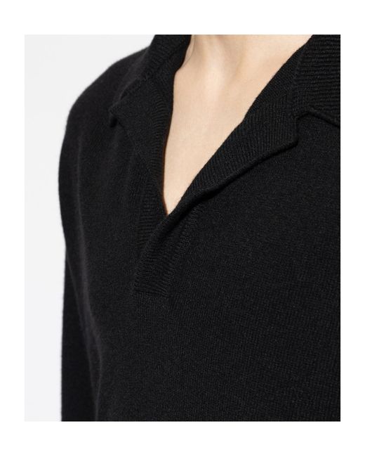 Balmain Black Collared Knit Long-Sleeve Sweater for men