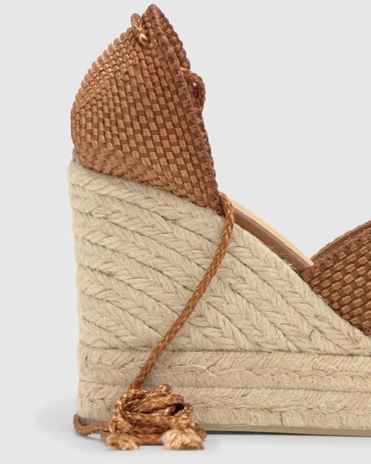 Castaner Metallic Round-Toe Wedge Sandals