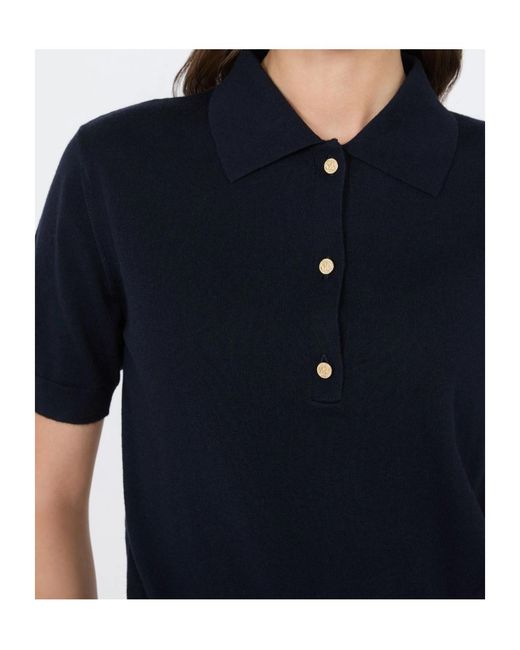 Max Mara Blue S Pomposa Short-Sleeve Knitted Polo Top