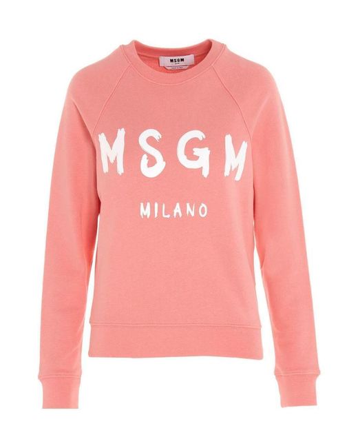 MSGM Pink Logo Printed Hoodie