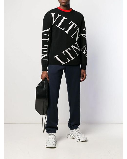 Valentino Black Logo Printed Sweater for men