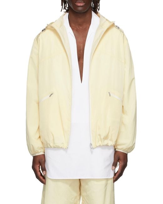 Jil Sander Yellow Zip-Up Drawstring Hooded Jacket for men