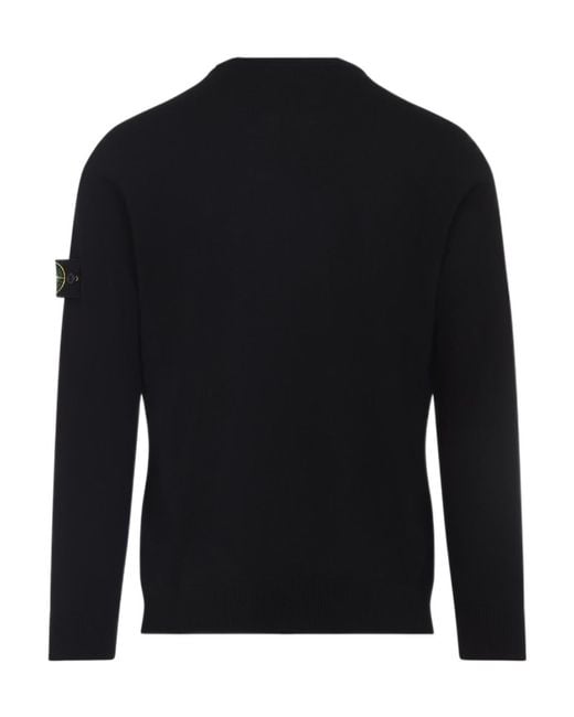 Stone Island Black Logo Patch Crewneck Sweater for men