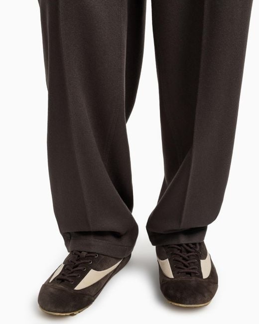Emporio Armani Gray Wool Casual Pants for men