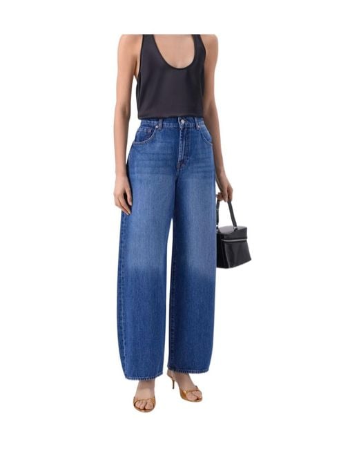 7 For All Mankind Blue Straight-Leg Jeans