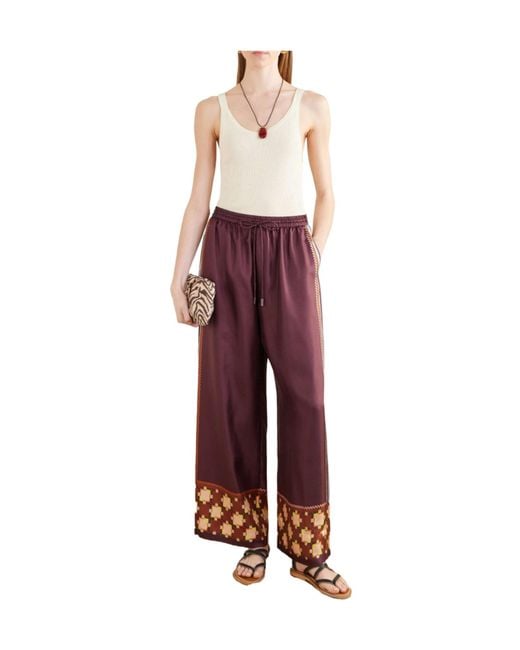 ALÉMAIS Red Wilson Silk-Twill Wide-Leg Pants