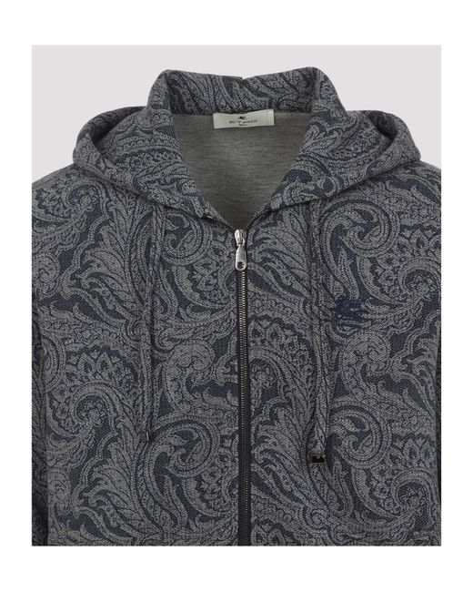 Etro Gray Zipped Hoodie W/ Welt Pockets for men
