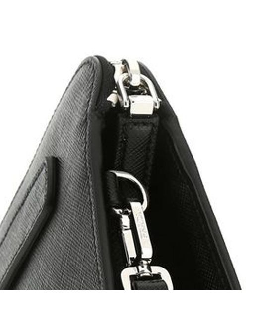 Prada Black Saffiano Logo Plaque Clutch Bag for men