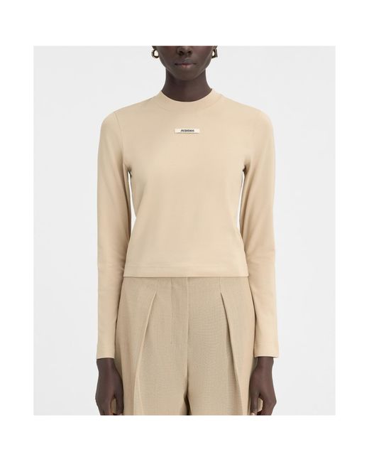Jacquemus Natural Logo Patch Long-Sleeve Top